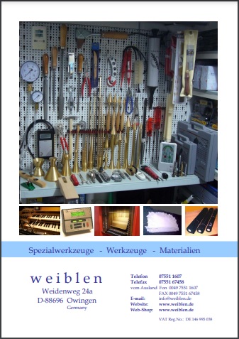 Weiblen Spezialwerkzeuge  Weidenweg 24 88696 Owingen Baden-Württemberg Deutschland Orgelbau Werkzeuge Hebelifte KSF-Hebegeräte Deckenbohrständer